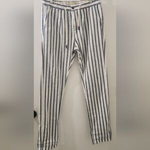 Guy Striped Blue and White Men's Pants, Size Small, Cotton, Made In Italy.